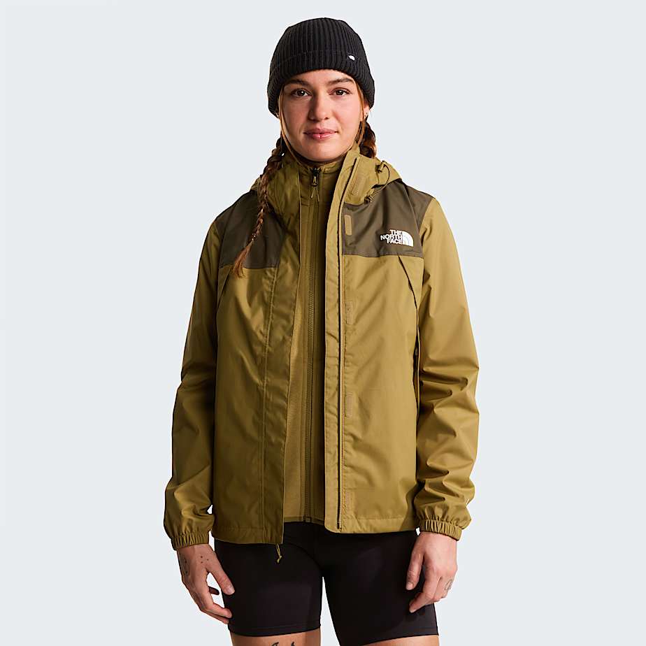 Womens Antora Rain Jacket TNF CedarNew Taupe Green ALT4
