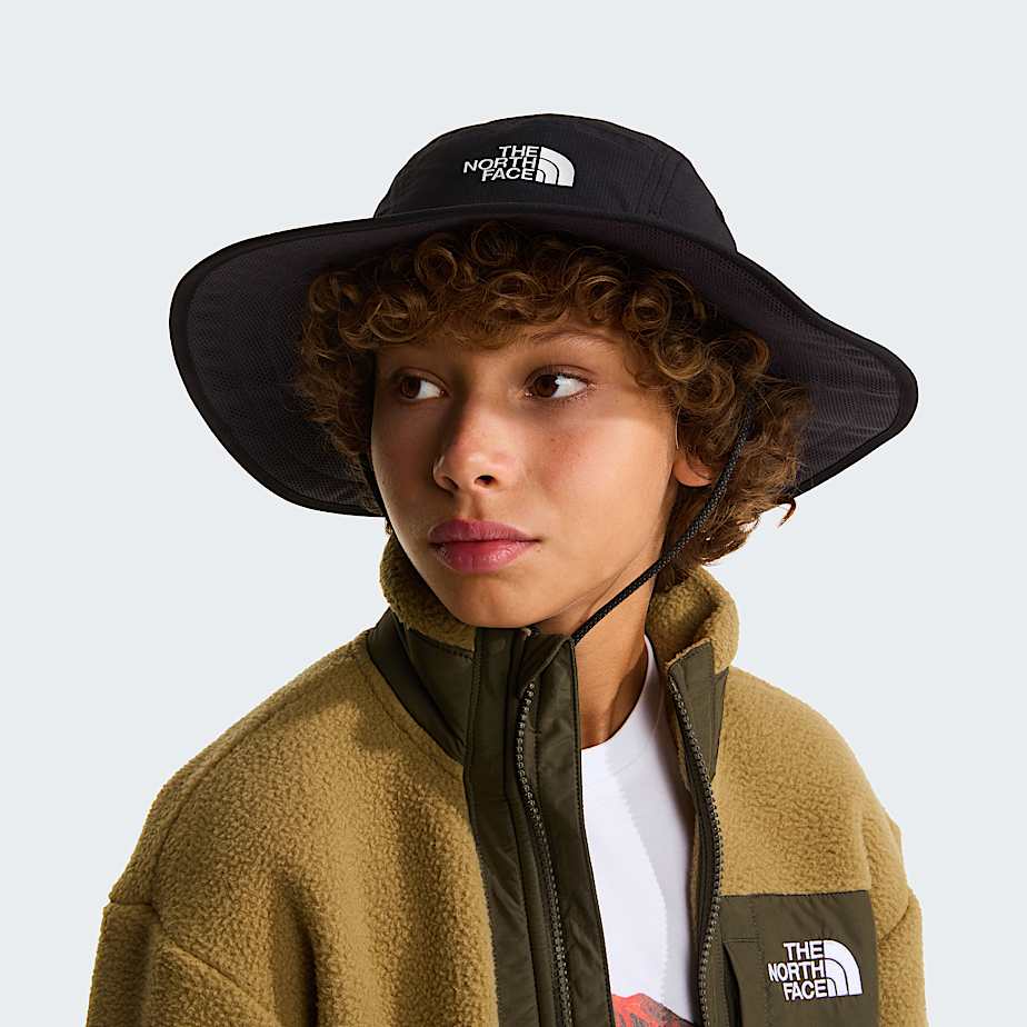 Kids Class V Brimmer Hat TNF TNF Black Logo Weather Topo Phantom Print ALT1