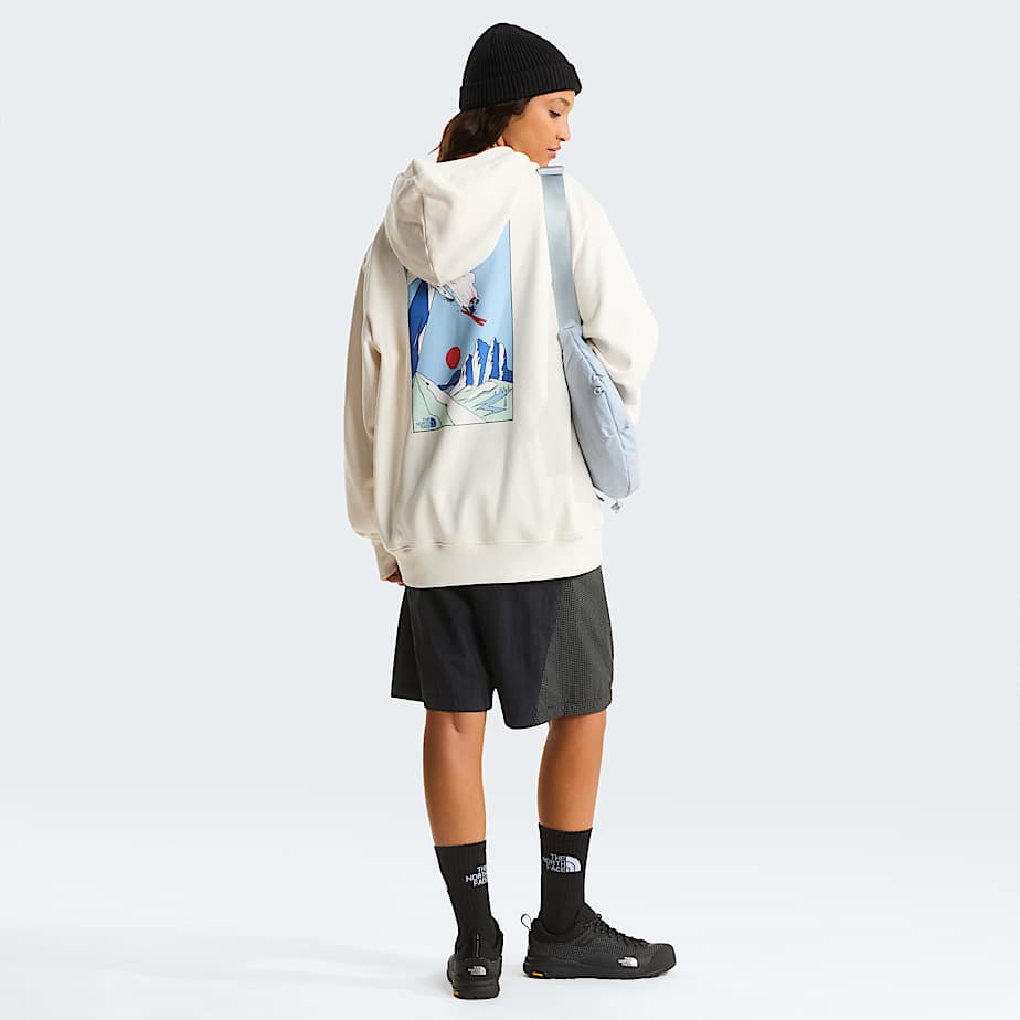 Uniseks Mountain Celebration Relaxed Graphic hoodie TNF White Dune ALT13