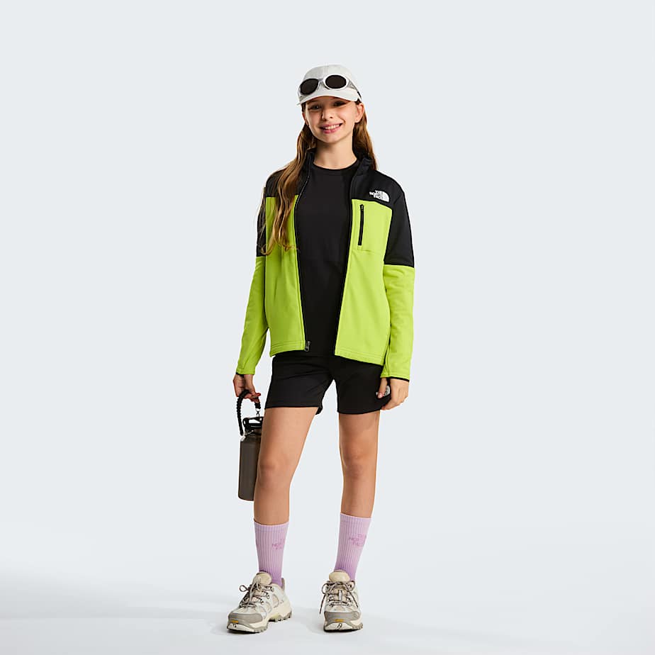 Teens Hike FullZip Midlayer Jacket TNF TNF BlackFizz Lime ALT8