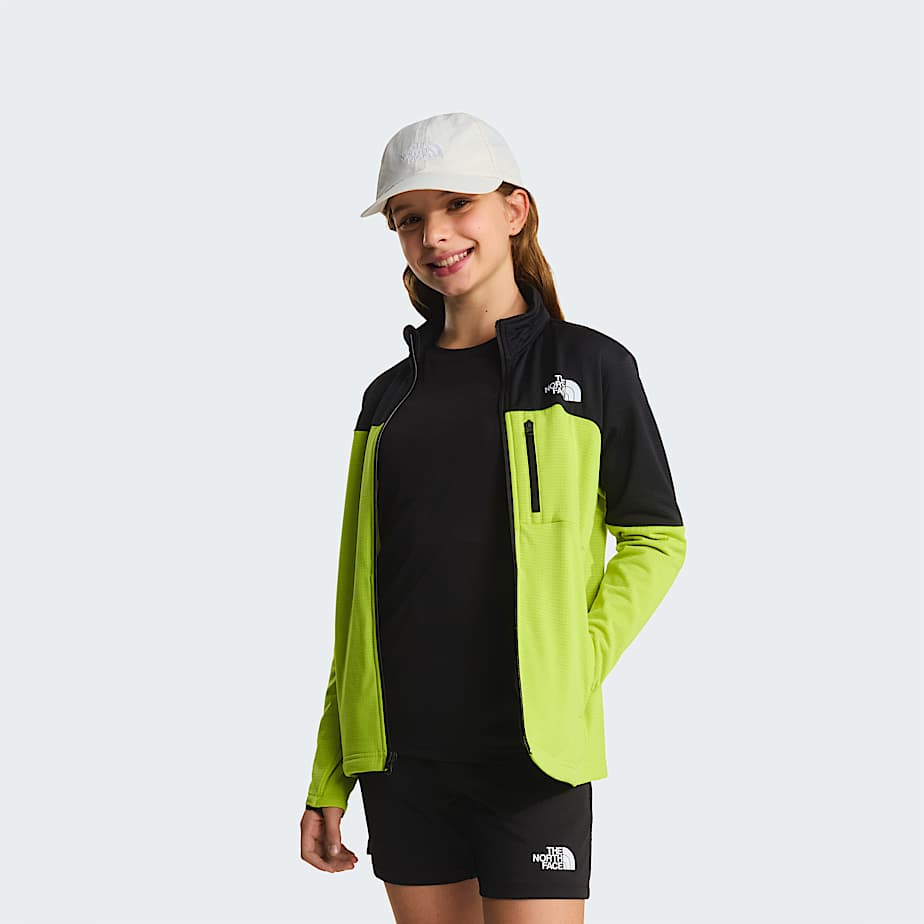 Teens Hike FullZip Midlayer Jacket TNF TNF BlackFizz Lime ALT11