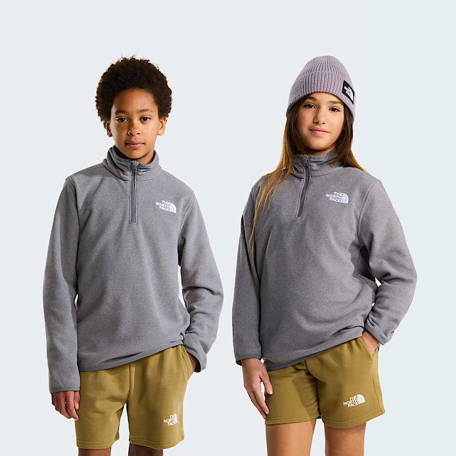 Glacierfleece met kwartrits voor tieners TNF TNF Mid Grey Heather HERO