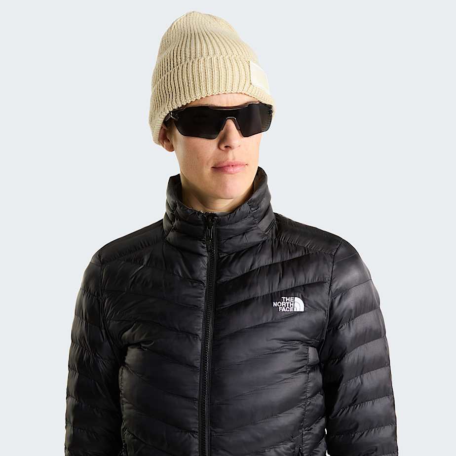 TNF Logo Boxbeanie met boord TNF Gravel HeatherWhite Dune ALT1