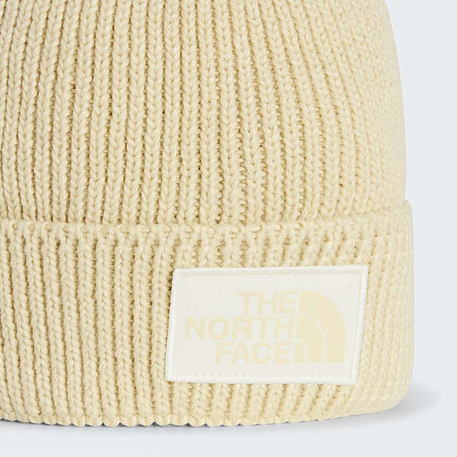 TNF Logo Boxbeanie met boord TNF Gravel HeatherWhite Dune ALT2
