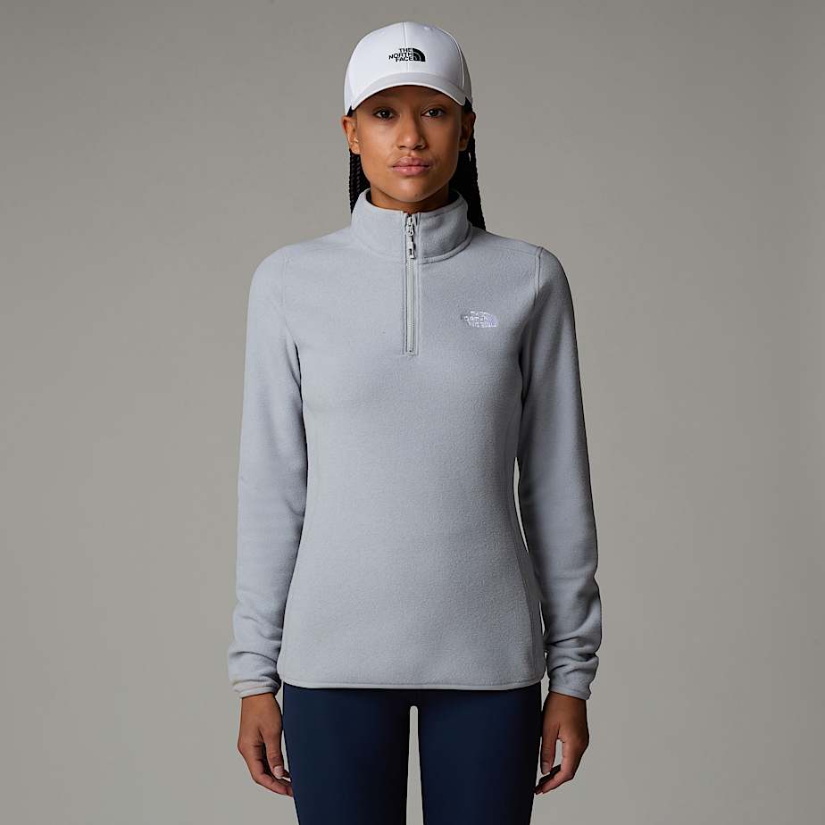 The North Face 100 Glacier Fleece Mit 1/4-langem Rv Für Damen Tnf Light Grey Heather-npf Größe XS female