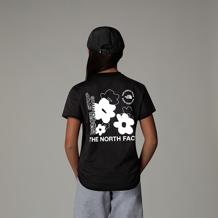 Dziewczęcy luźny T-shirt z grafiką Flower - 3