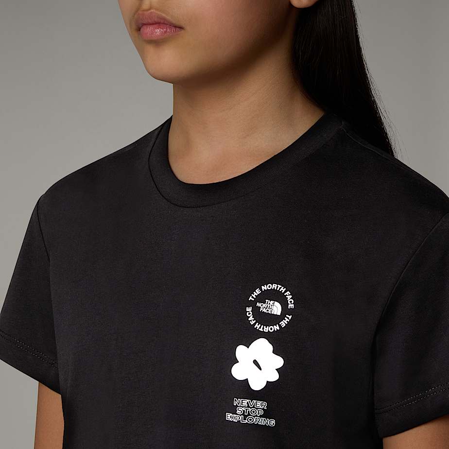 Dziewczęcy luźny T-shirt z grafiką Flower - 6