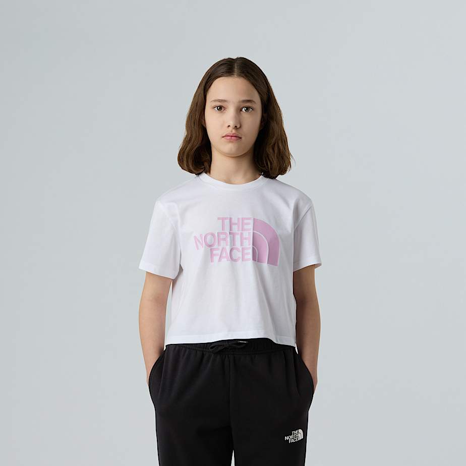The North Face Easy Kurzgeschnittenes T-shirt Für Mädchen Tnf White-cyber Pink Größe XL female
