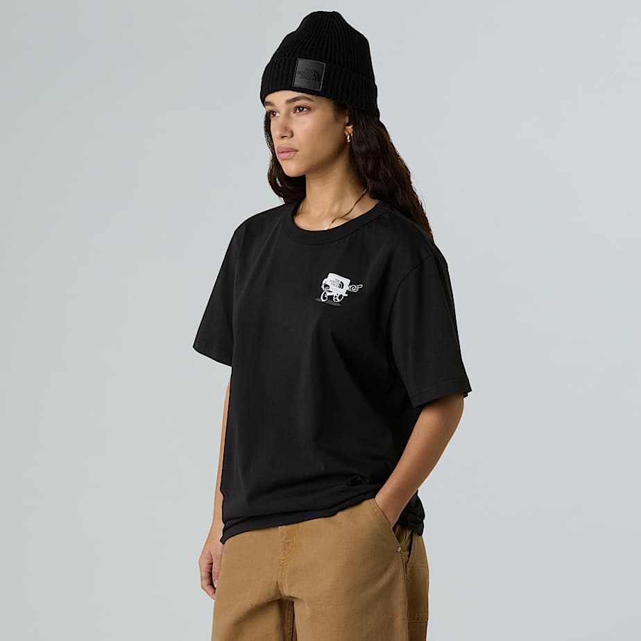 Camiseta holgada con logotipo y viñeta