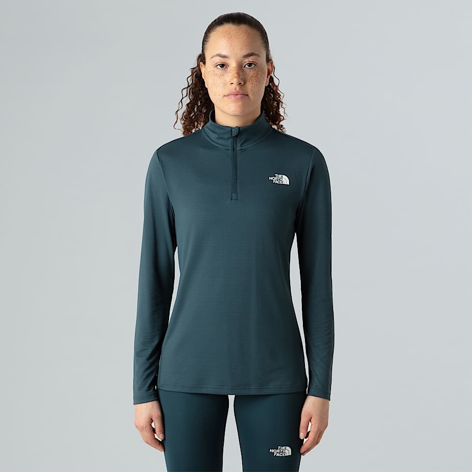 The North Face Flex Slim Langarm-top Mit 1/4-langem Rv Für Damen Deep Cypress Größe XL female