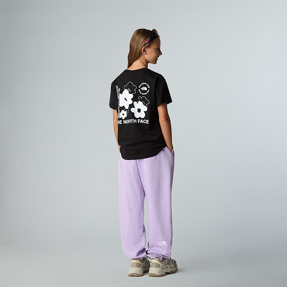 Dziewczęcy luźny T-shirt z grafiką Flower - 3
