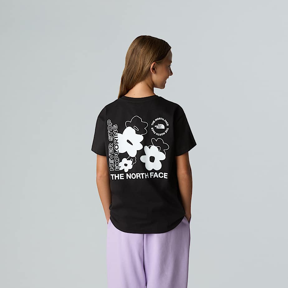 Dziewczęcy luźny T-shirt z grafiką Flower - 1