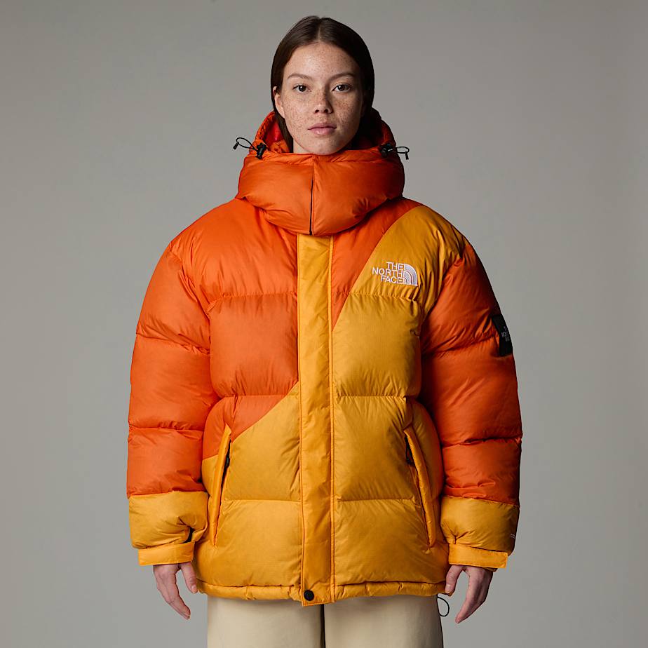 Grey and red north face jacket top