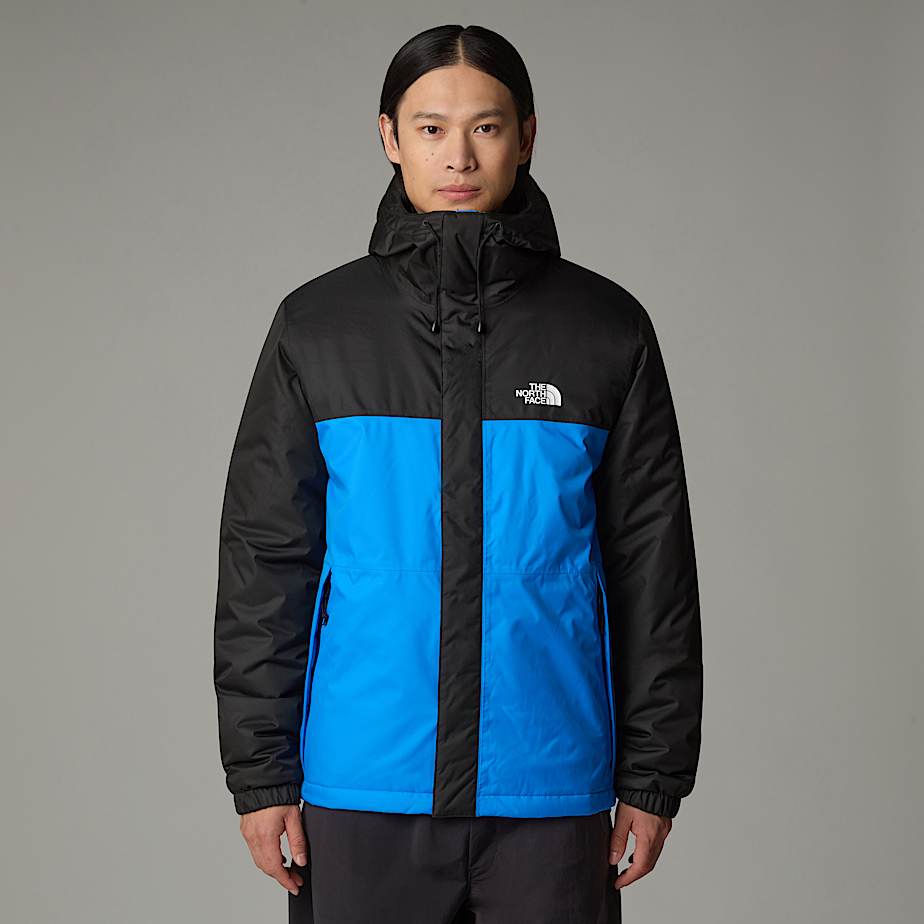 Blue and black north face coat discount